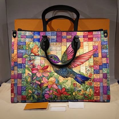 Sac en cuir brillant Jardin de colibris vibrant