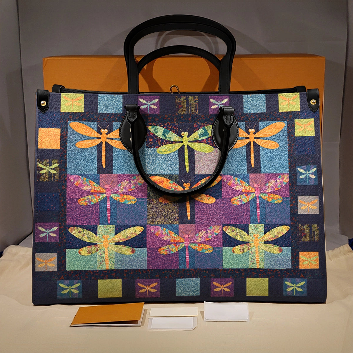 Shineful Leather Bag Dragonfly Patchwork Paradise