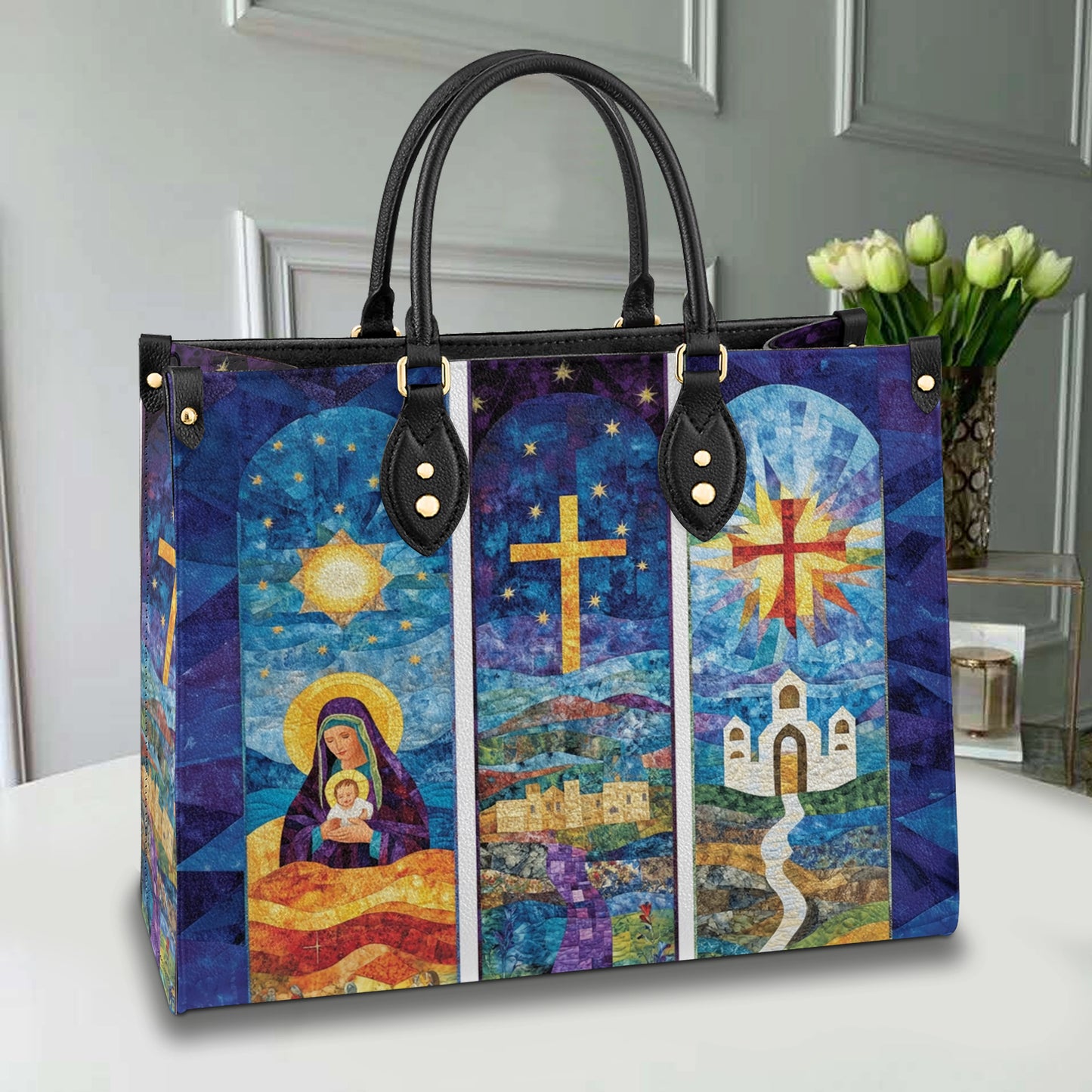 Sac en cuir brillant Dieu Sainte Nuit