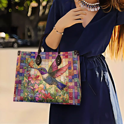 Shineful Leather Bag Vibrant Hummingbird Garden