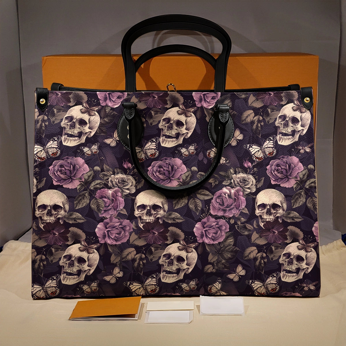 Shineful Leather Bag Skull Rose Mystique