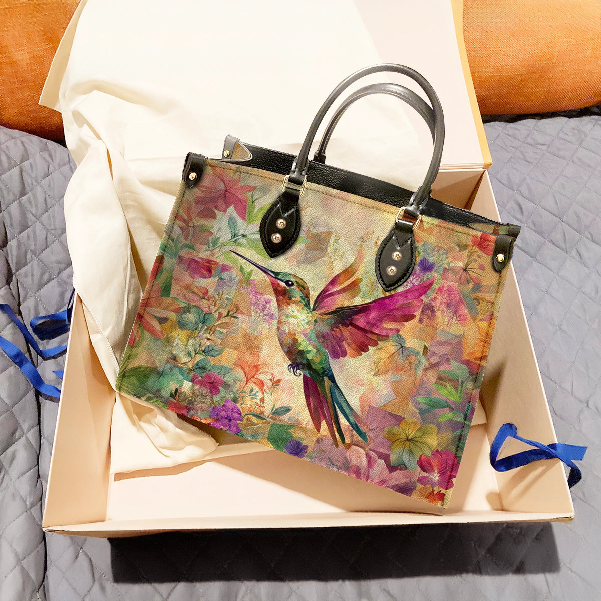 Shineful Leather Bag Hummingbird Garden