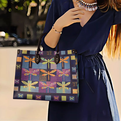 Shineful Leather Bag Dragonfly Patchwork Paradise