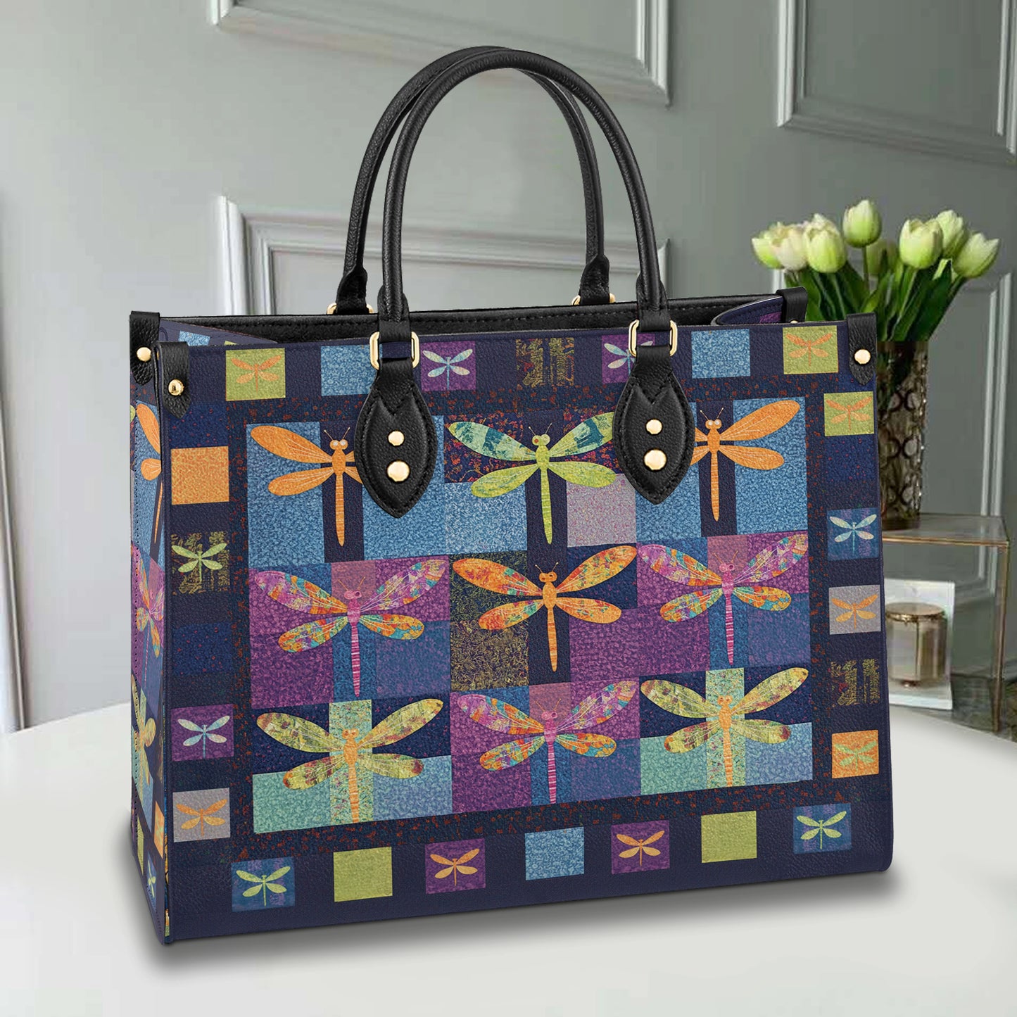 Sac en cuir brillant Libellule Patchwork Paradise