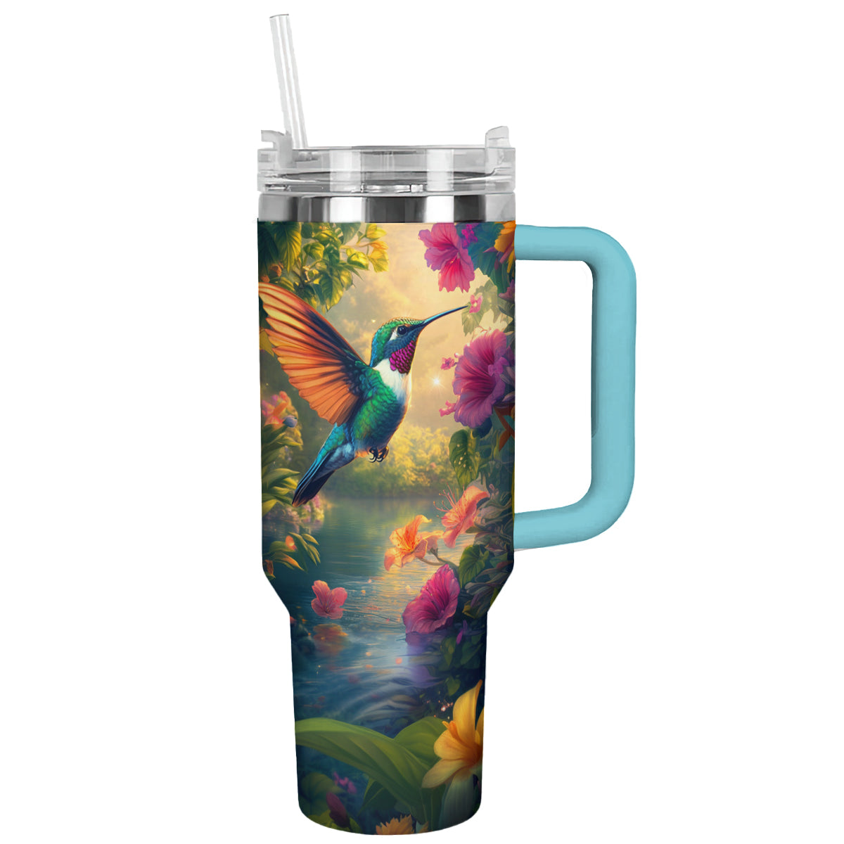 Shineful Tumbler Serenity In Flight: The Hummingbird's Paradise