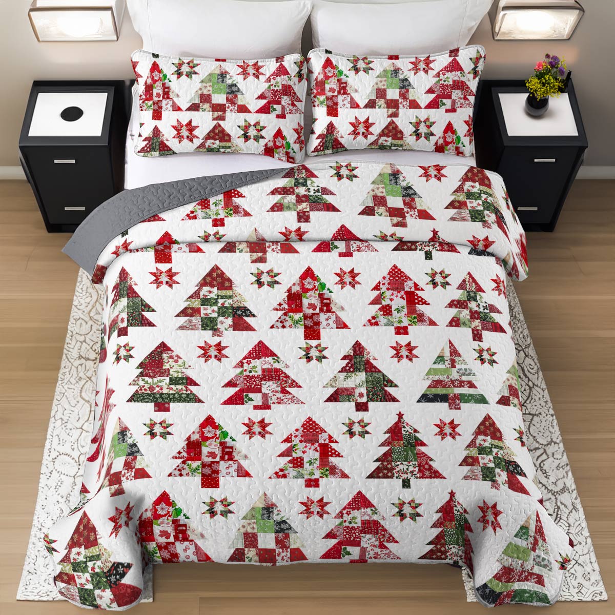 Shineful All Season Quilt 3-Piece Set Christmas Tree Lovely