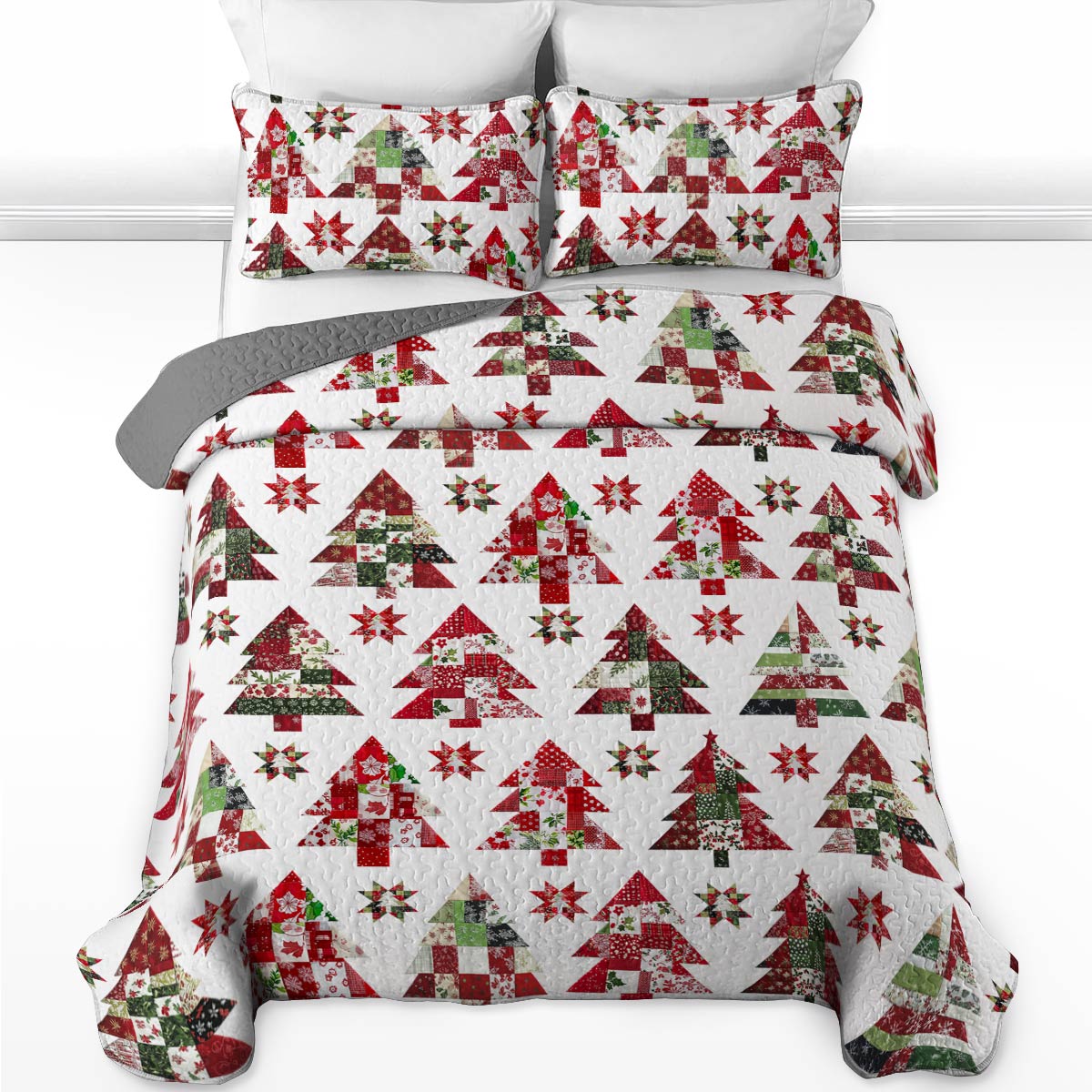 Shineful All Season Quilt 3-Piece Set Christmas Tree Lovely