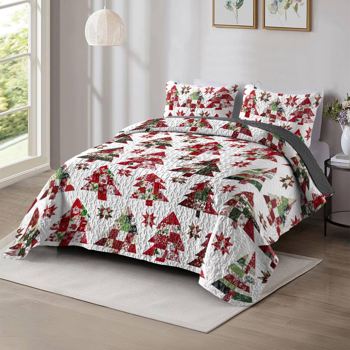 Shineful All Season Quilt 3-Piece Set Christmas Tree Lovely