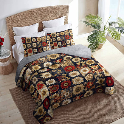 Shineful All Season Quilt 3-Piece Set Graceful Sunflowers