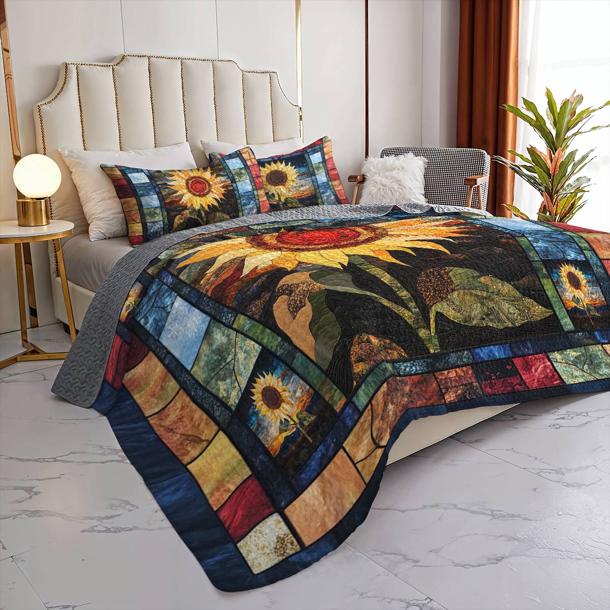 Shineful All Season Quilt 3-Piece Set  Strength Sunflower