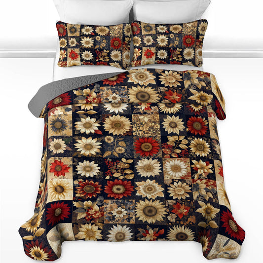 Shineful All Season Quilt 3-teiliges Set Anmutige Sonnenblumen