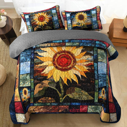 Shineful All Season Quilt 3-Piece Set  Strength Sunflower