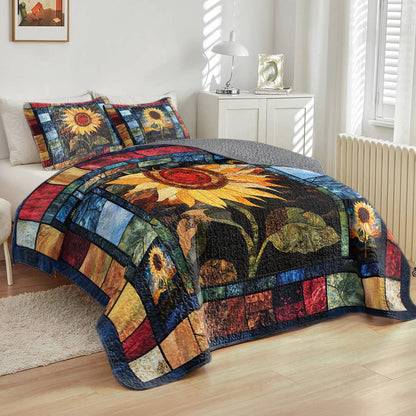 Shineful All Season Quilt 3-Piece Set  Strength Sunflower