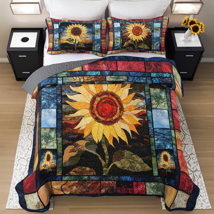 Shineful All Season Quilt 3-Piece Set  Strength Sunflower