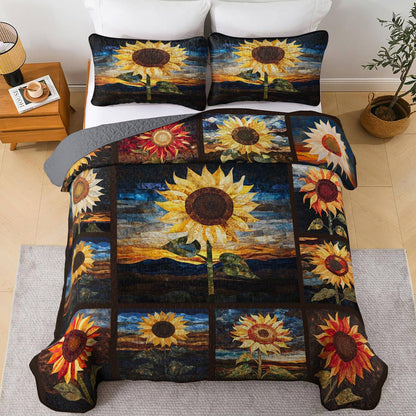 Shineful All Season Quilt 3-Piece Set Proud Of Sunflower Love