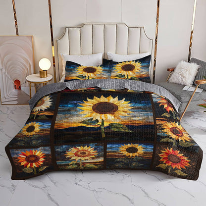 Shineful All Season Quilt 3-Piece Set Proud Of Sunflower Love