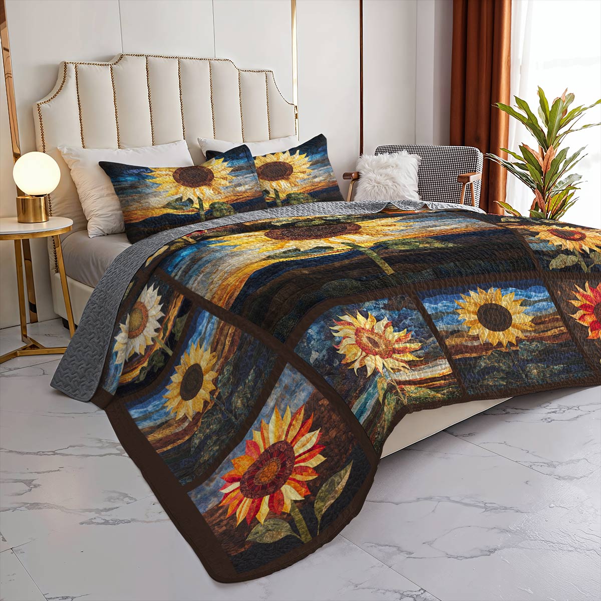 Shineful All Season Quilt 3-Piece Set Proud Of Sunflower Love