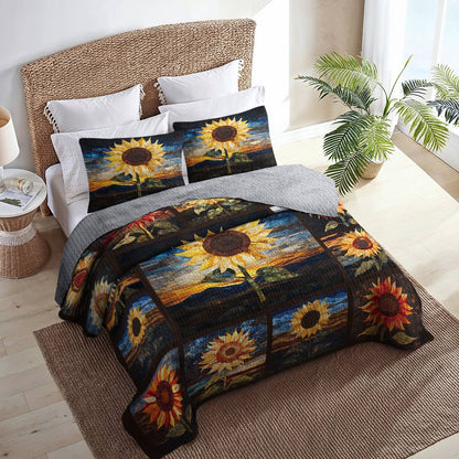 Shineful All Season Quilt 3-Piece Set Proud Of Sunflower Love