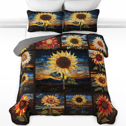 Shineful All Season Quilt 3-Piece Set Proud Of Sunflower Love