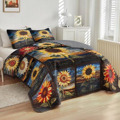 Shineful All Season Quilt 3-Piece Set Proud Of Sunflower Love