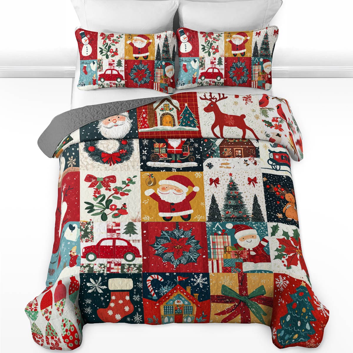 Shineful All Season Quilt 3-Piece Set Happy Christmas