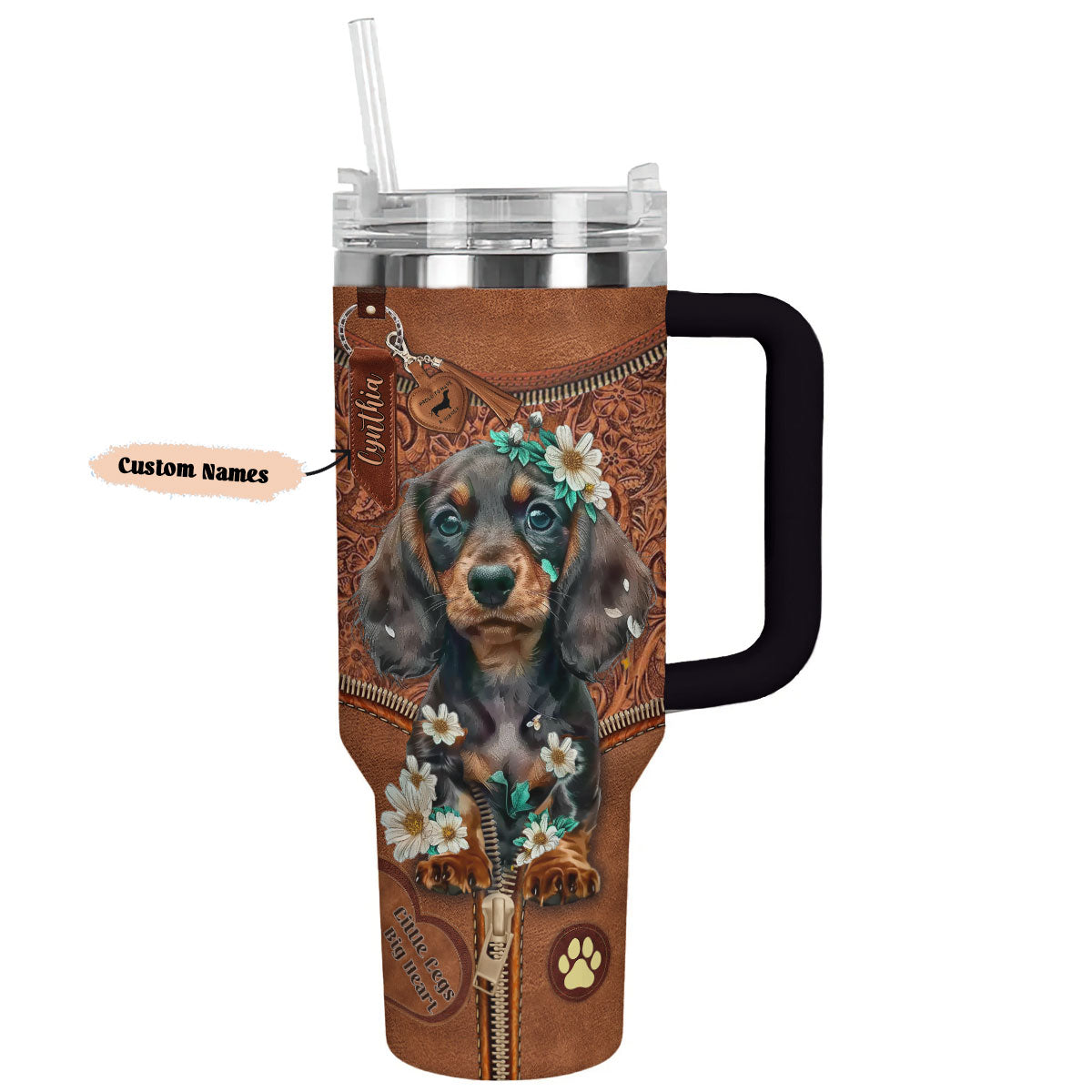 Shineful Tumbler Personalized Paws and Posies