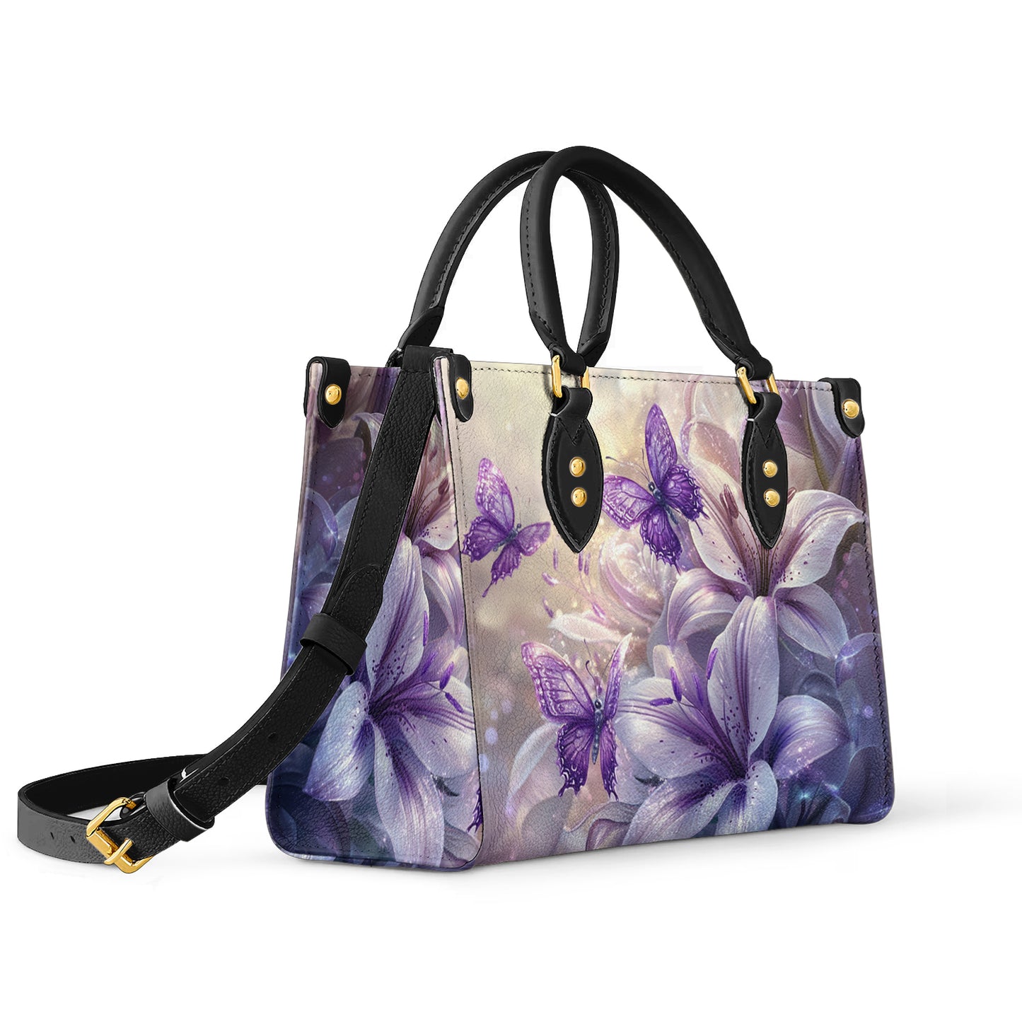 Sac en cuir brillant Papillon Lilas Enchantement