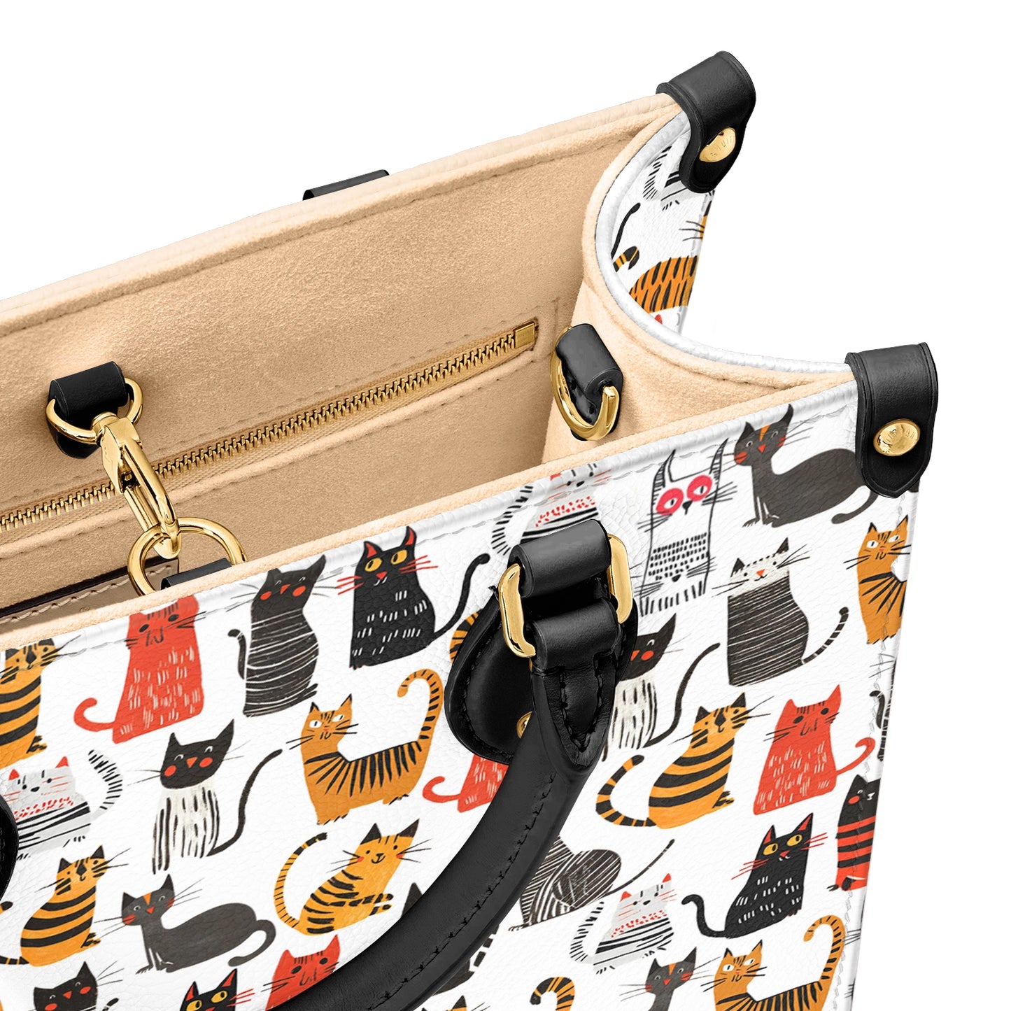 Shineful Leather Bag Funny Cat Doodles