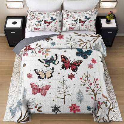 Shineful All Season Quilt 3-Piece Set Winter Love Butterflies