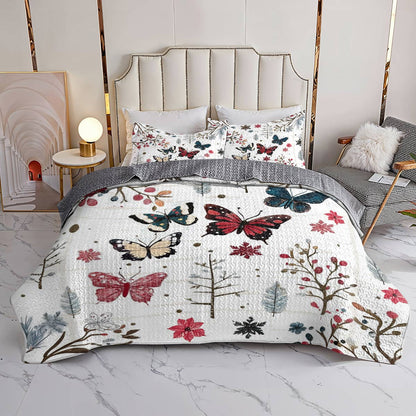 Shineful All Season Quilt 3-Piece Set Winter Love Butterflies