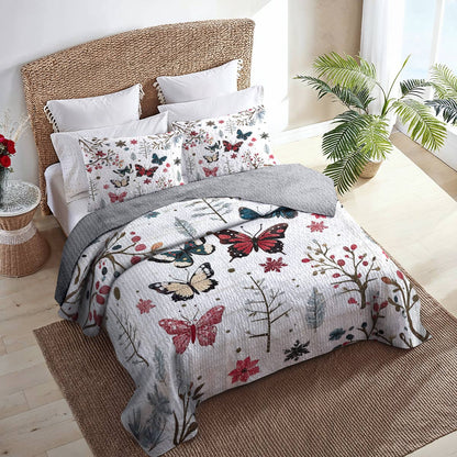 Shineful All Season Quilt 3-Piece Set Winter Love Butterflies