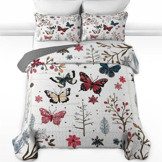 Shineful All Season Quilt 3-Piece Set Winter Love Butterflies