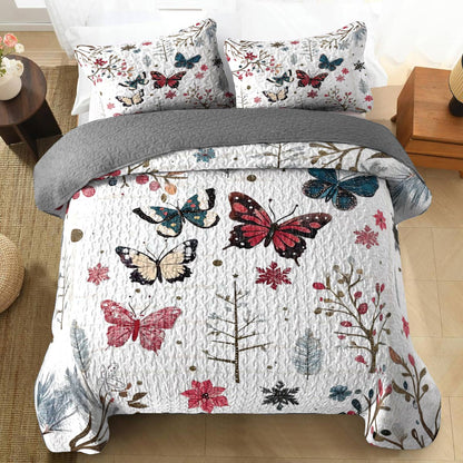 Shineful All Season Quilt 3-Piece Set Winter Love Butterflies