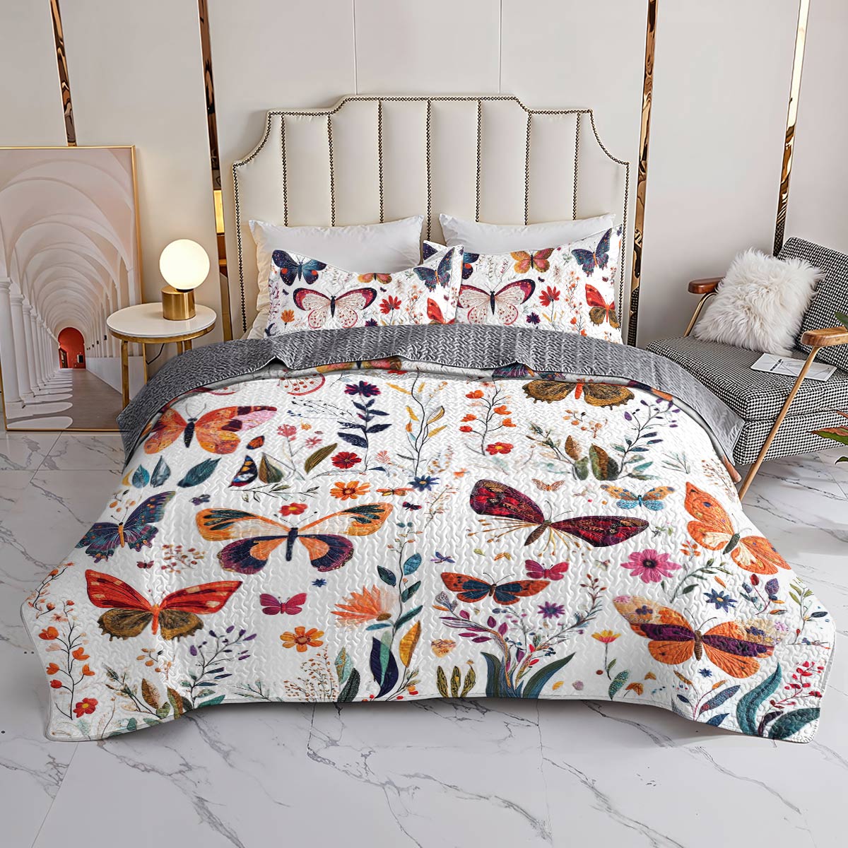 Shineful All Season Quilt 3-Piece Set Happy Butterflies Season