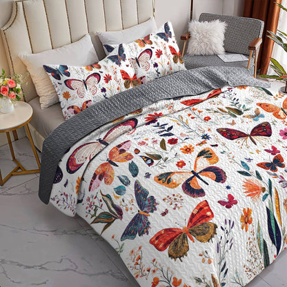 Shineful All Season Quilt 3-Piece Set Happy Butterflies Season