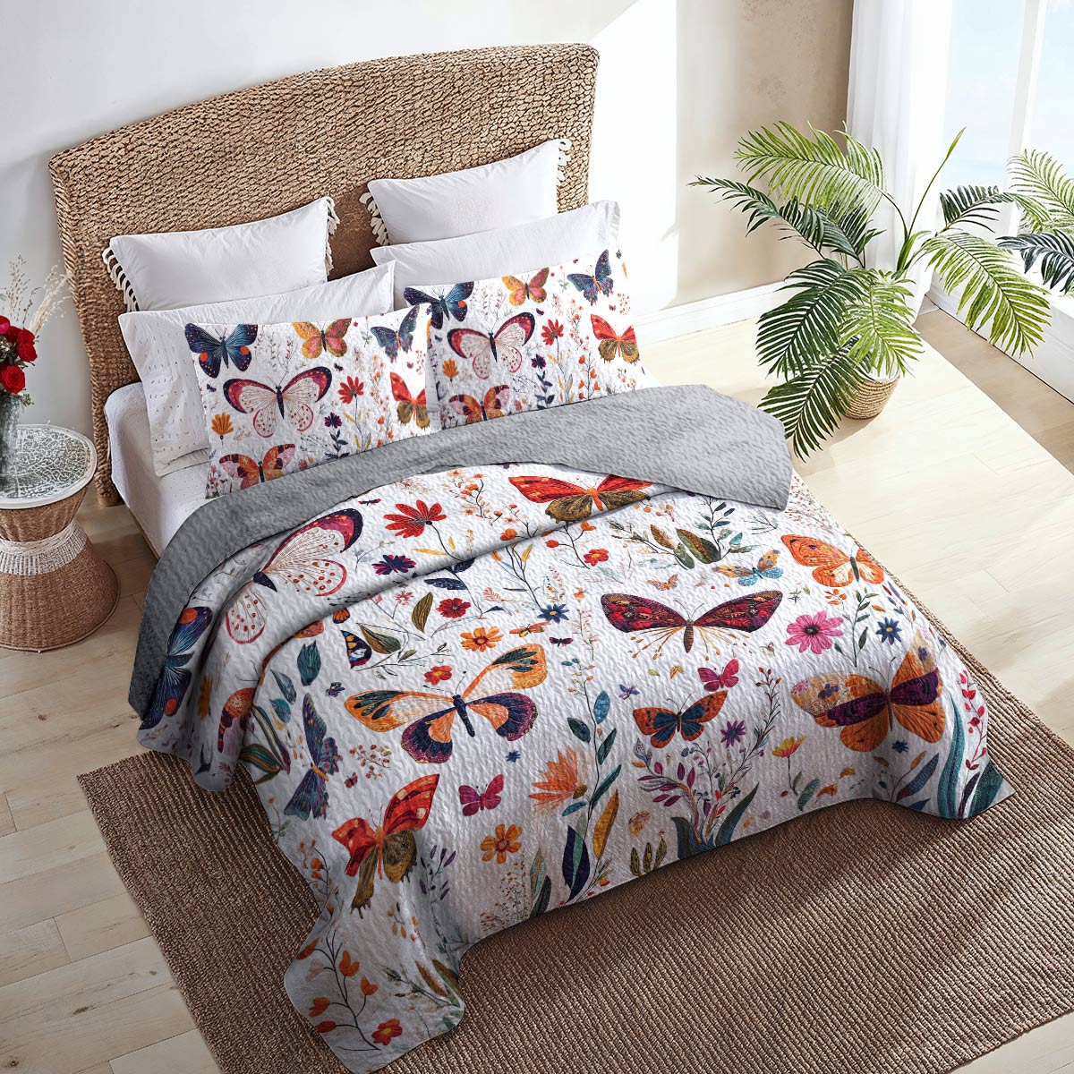 Shineful All Season Quilt 3-Piece Set Happy Butterflies Season