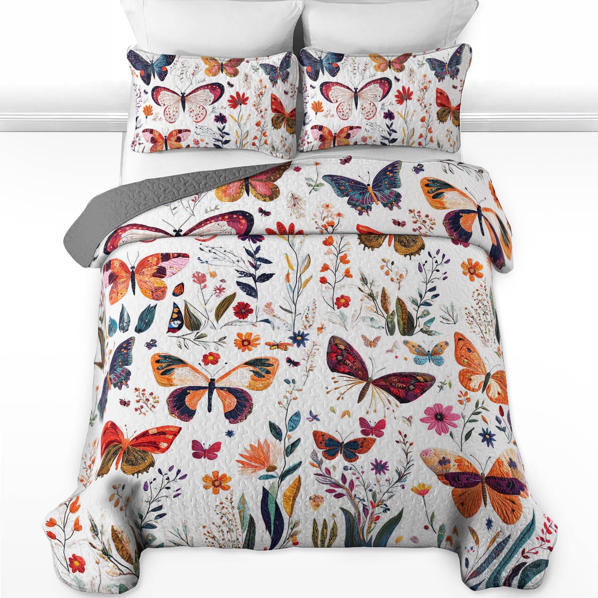 Shineful All Season Quilt 3-Piece Set Happy Butterflies Season