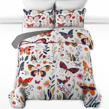 Shineful All Season Quilt 3-Piece Set Happy Butterflies Season