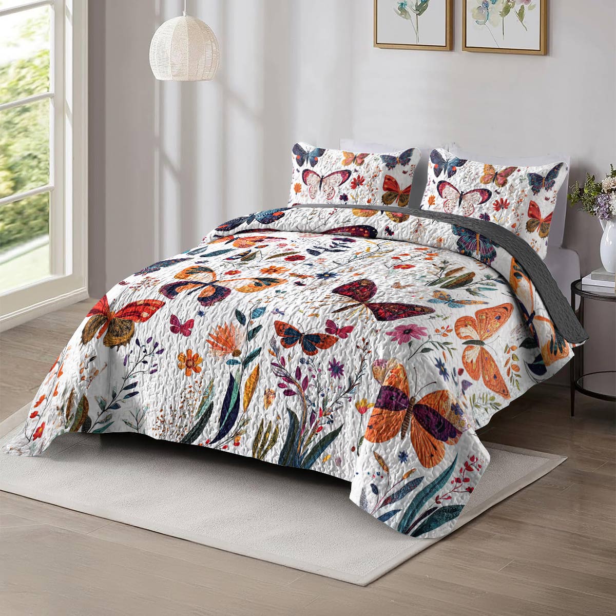 Shineful All Season Quilt 3-Piece Set Happy Butterflies Season