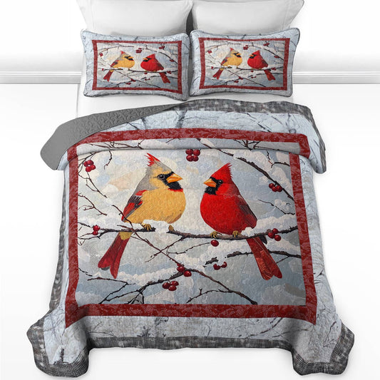 Shineful All Season Quilt 3-Piece Set Everlasting Love Cardinals