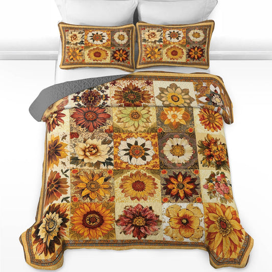 Ensemble de courtepointe toutes saisons Shineful 3 pièces Cozy Flowers