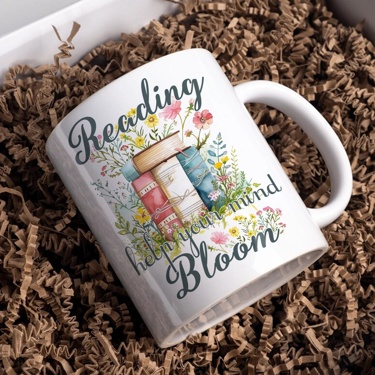 Shineful Ceramic Mug Floral Reading Book