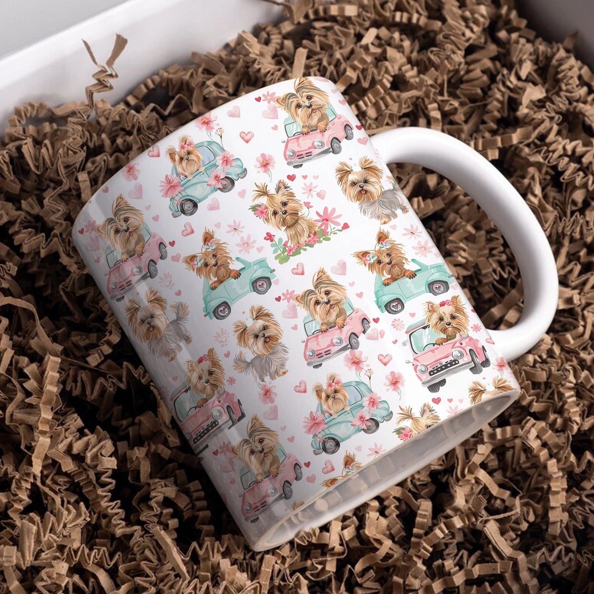 Tasse en céramique brillante Yorkie Love