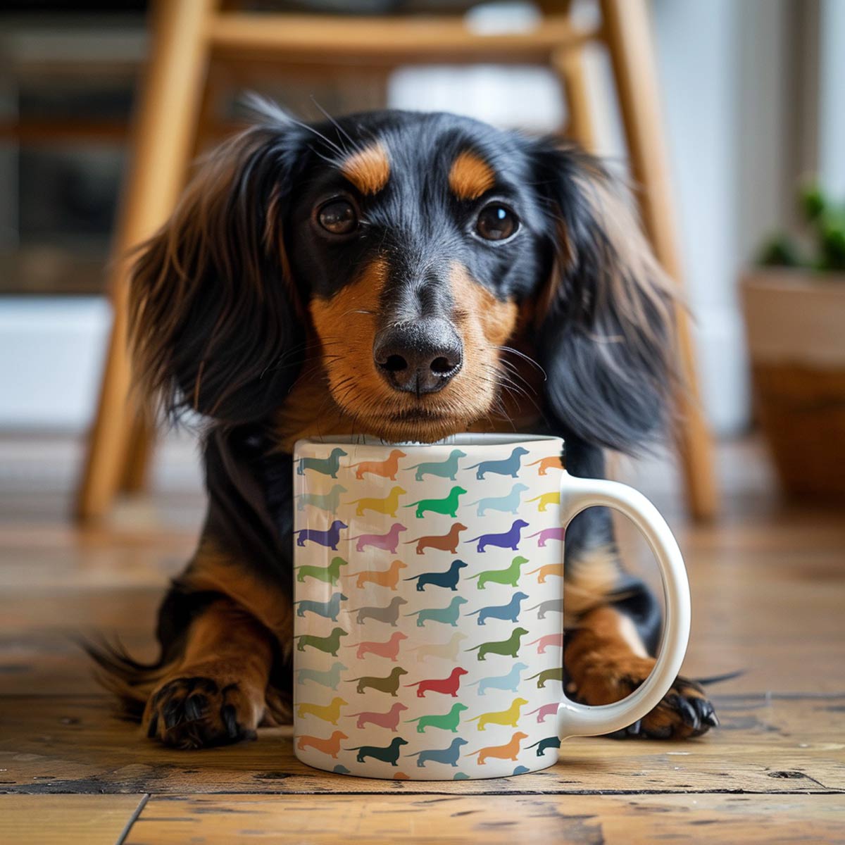 Tasse en céramique brillante Ma palette Teckel