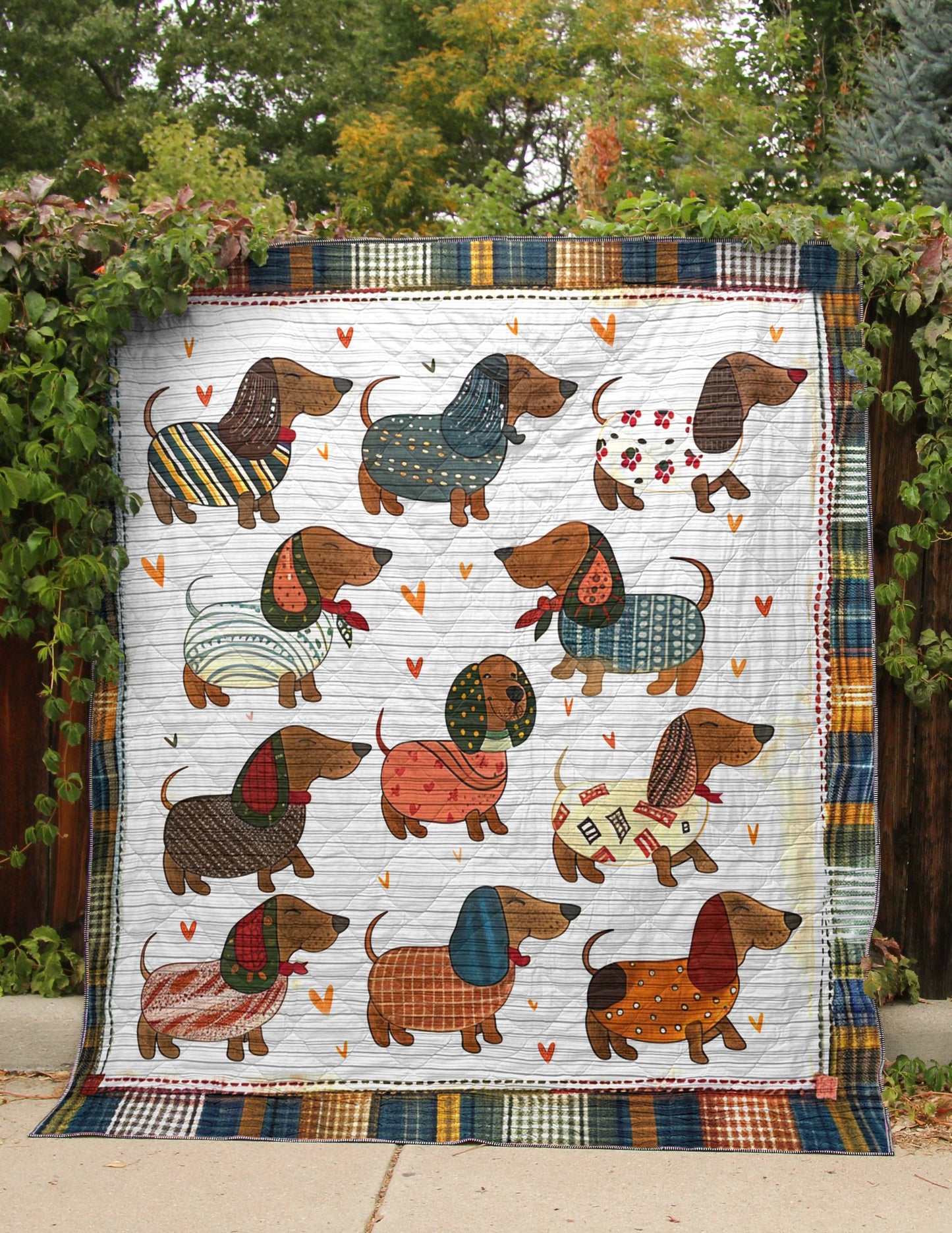 Shineful Flat Print Faux Quilt Blanket Cuteness Overload Dachshunds