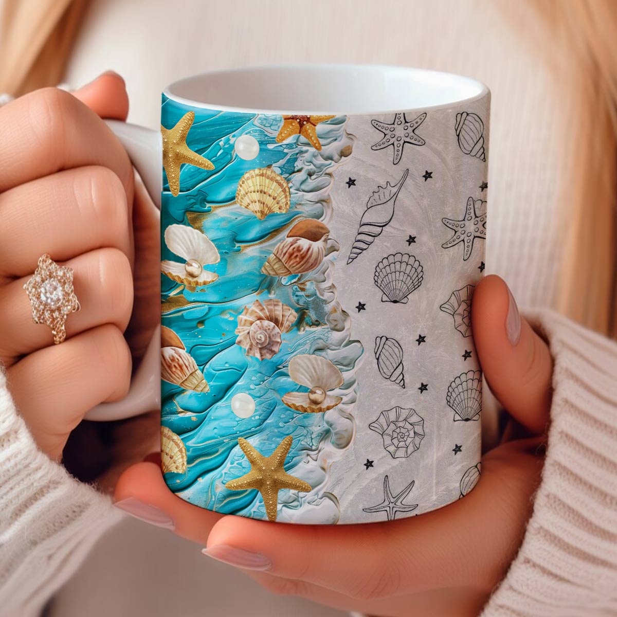 Shineful Ceramic Mug Seashell Wave