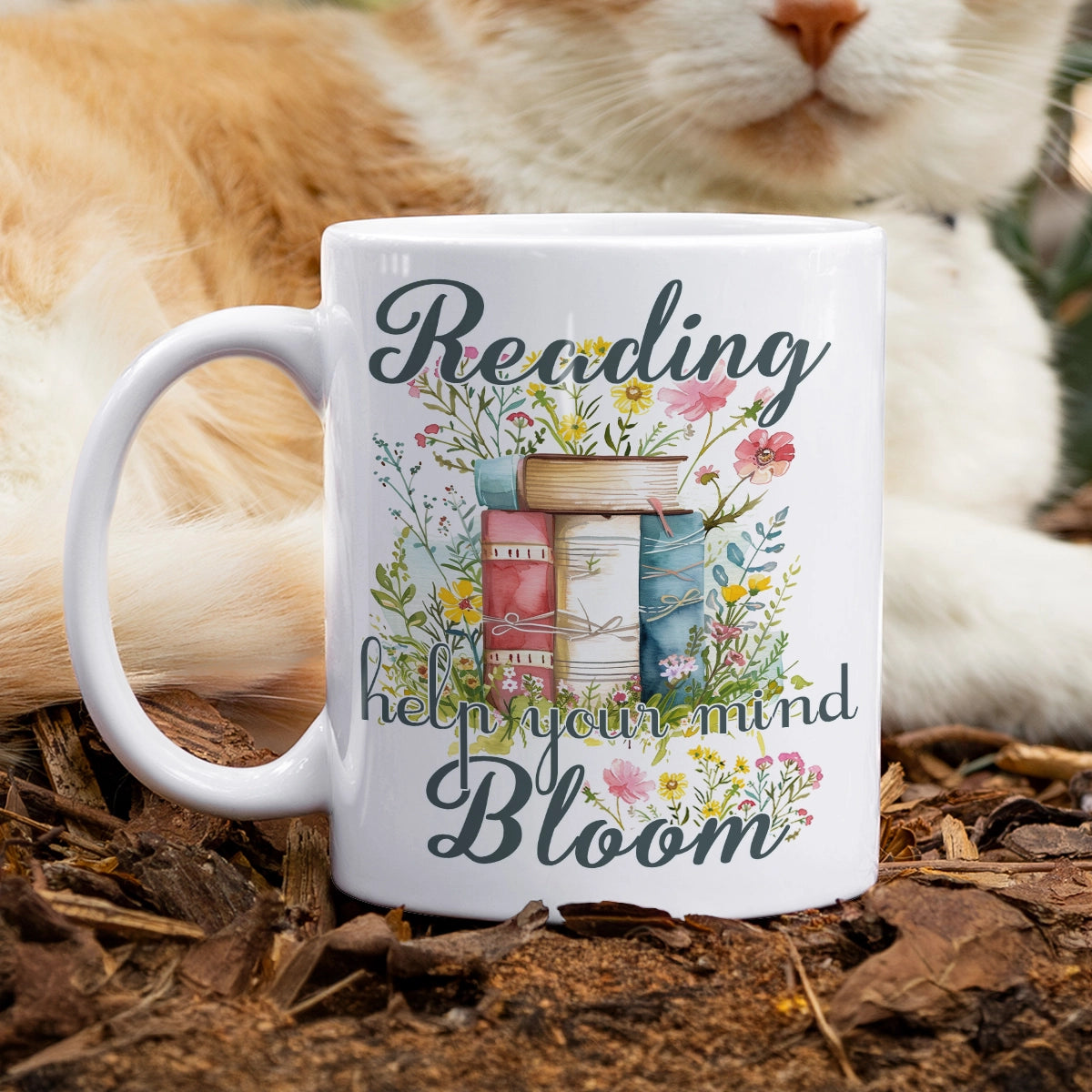 Shineful Ceramic Mug Floral Reading Book