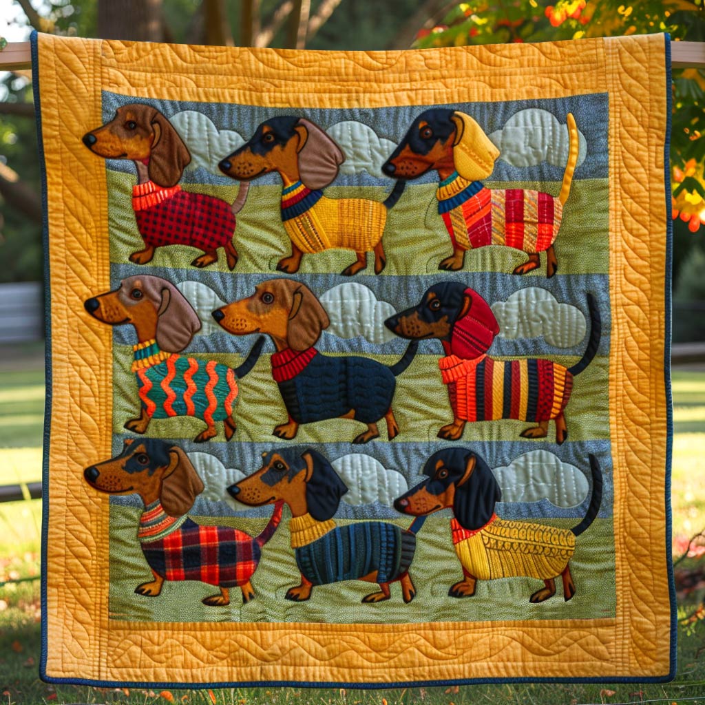 Shineful Flat Print Faux Quilt Blanket Cozy Dachshunds