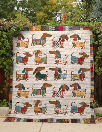 Shineful Flat Print Faux Quilt Blanket Dachshunds Fashion