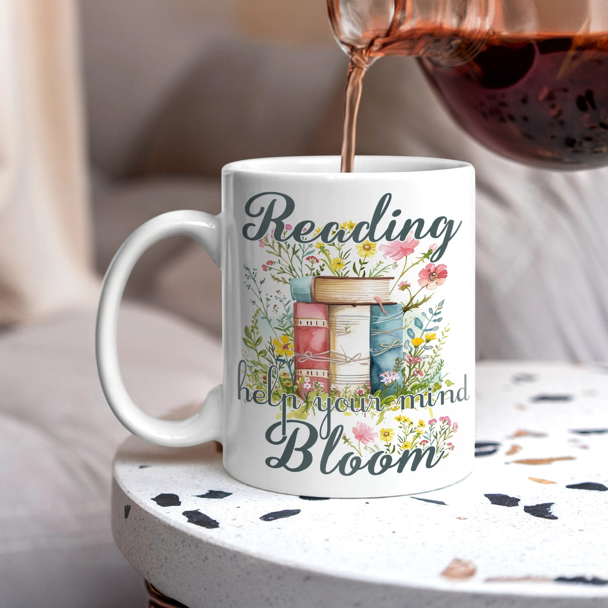 Shineful Ceramic Mug Floral Reading Book